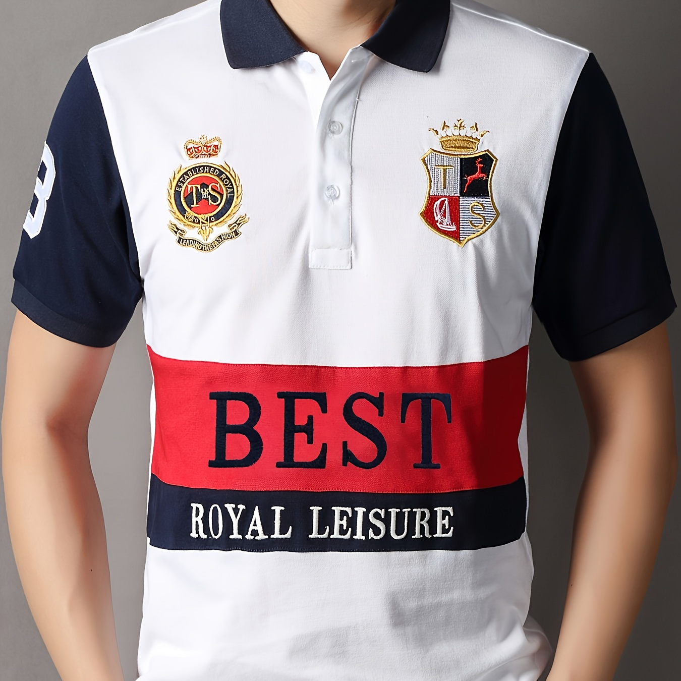 Plus Size Men's "Best" Print Golf Shirt Fashion Casual Short Sleeve Shirt For Summer, Men's Clothing