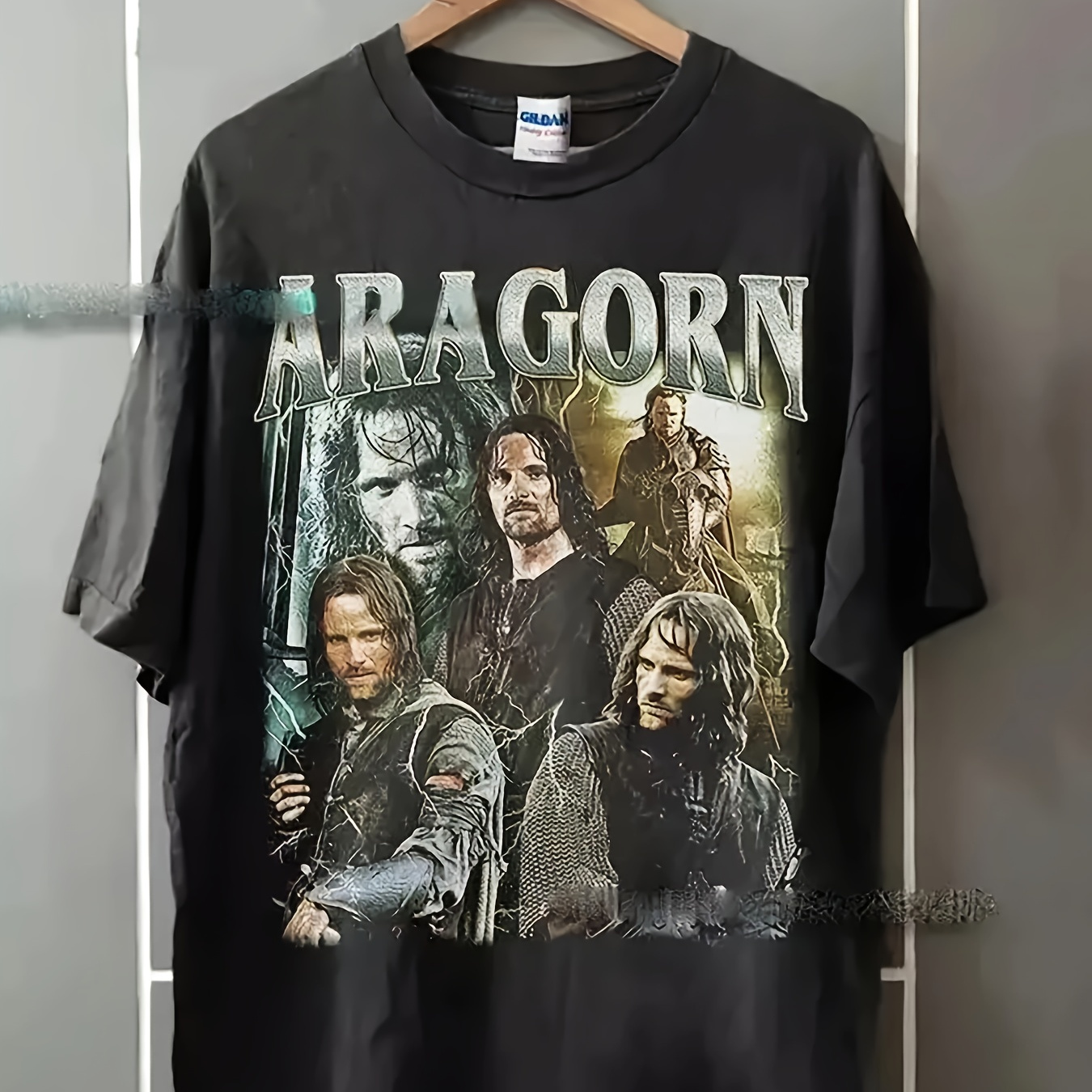 

1pc Aragorn Vintage-inspired Unisex T-shirt, 100% Cotton Casual Crew Neck Tee, Classic Printed Graphic, Fit