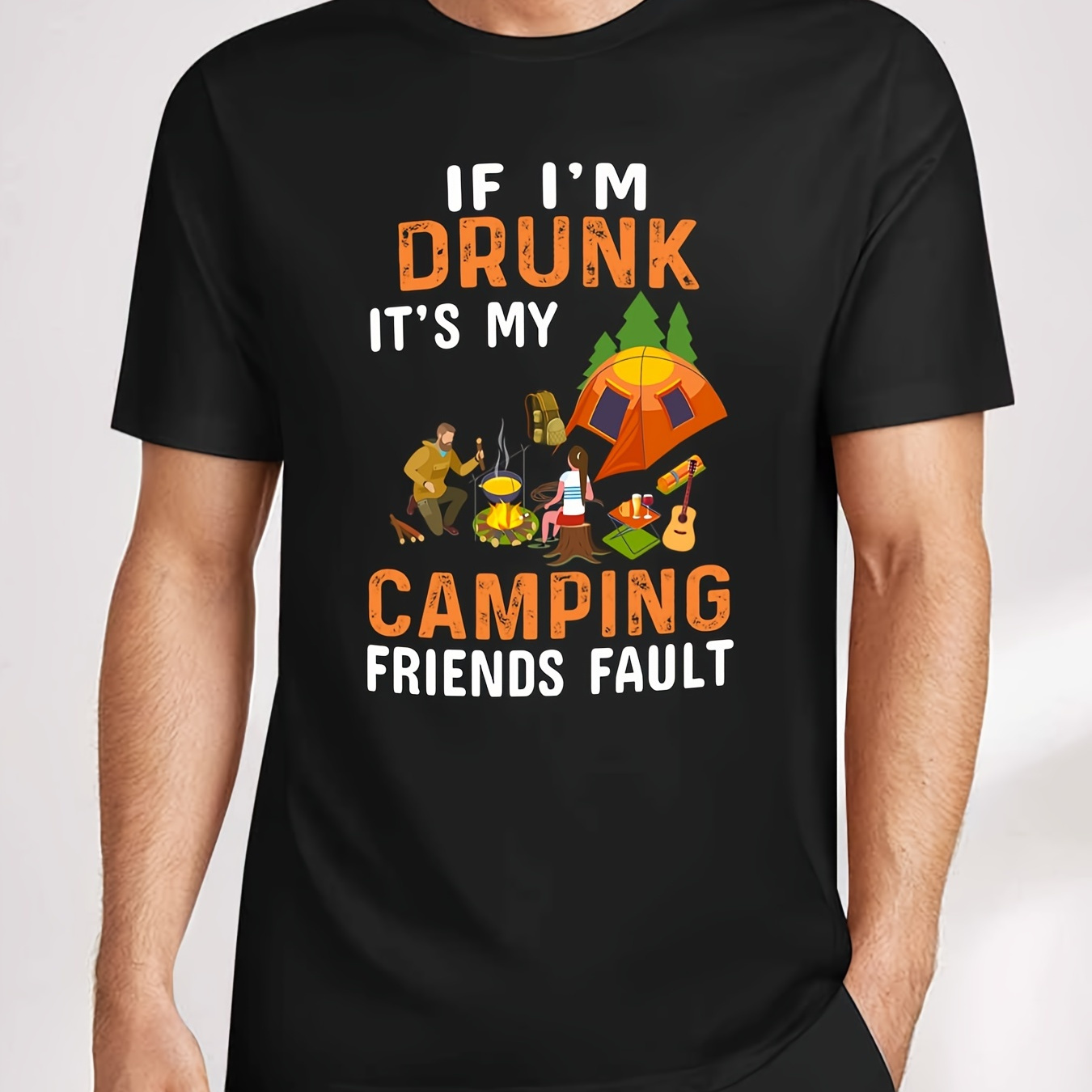 

1pc, Camping6 Print T-shirt, Casual Short Sleeve Top For Summer, Men's Graphic Tees, Men's Clothing, Men's Personality