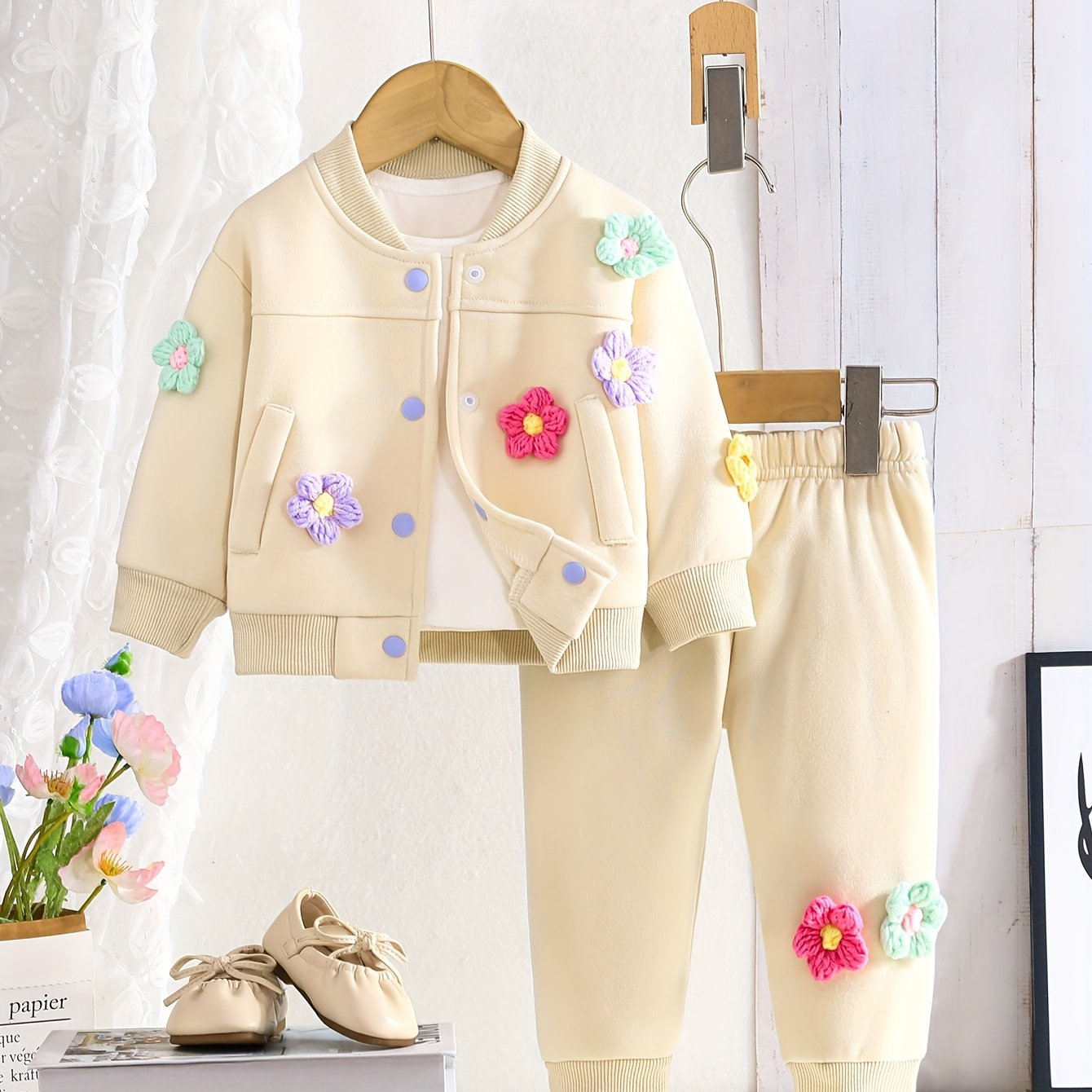 

d'extérieur 2 pièces bébé , veste à fleurs colorées + pantalon décontracté, vêtements - et nourrissons,