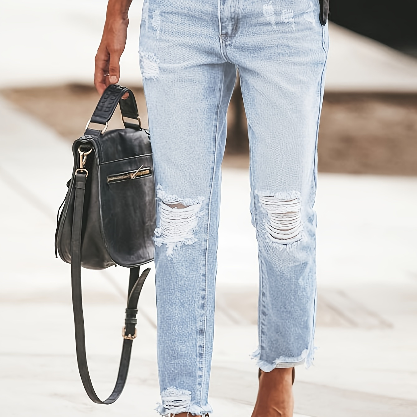 

Women's Boyfriend Jeans Stretchy Ripped Distressed Denim Pants