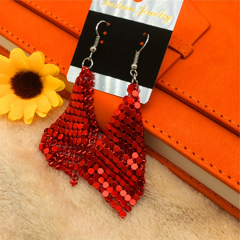 

7-color Fashion All-match Square Variable Sequin Earrings For Ladies Exaggerated Earrings 1 Pair