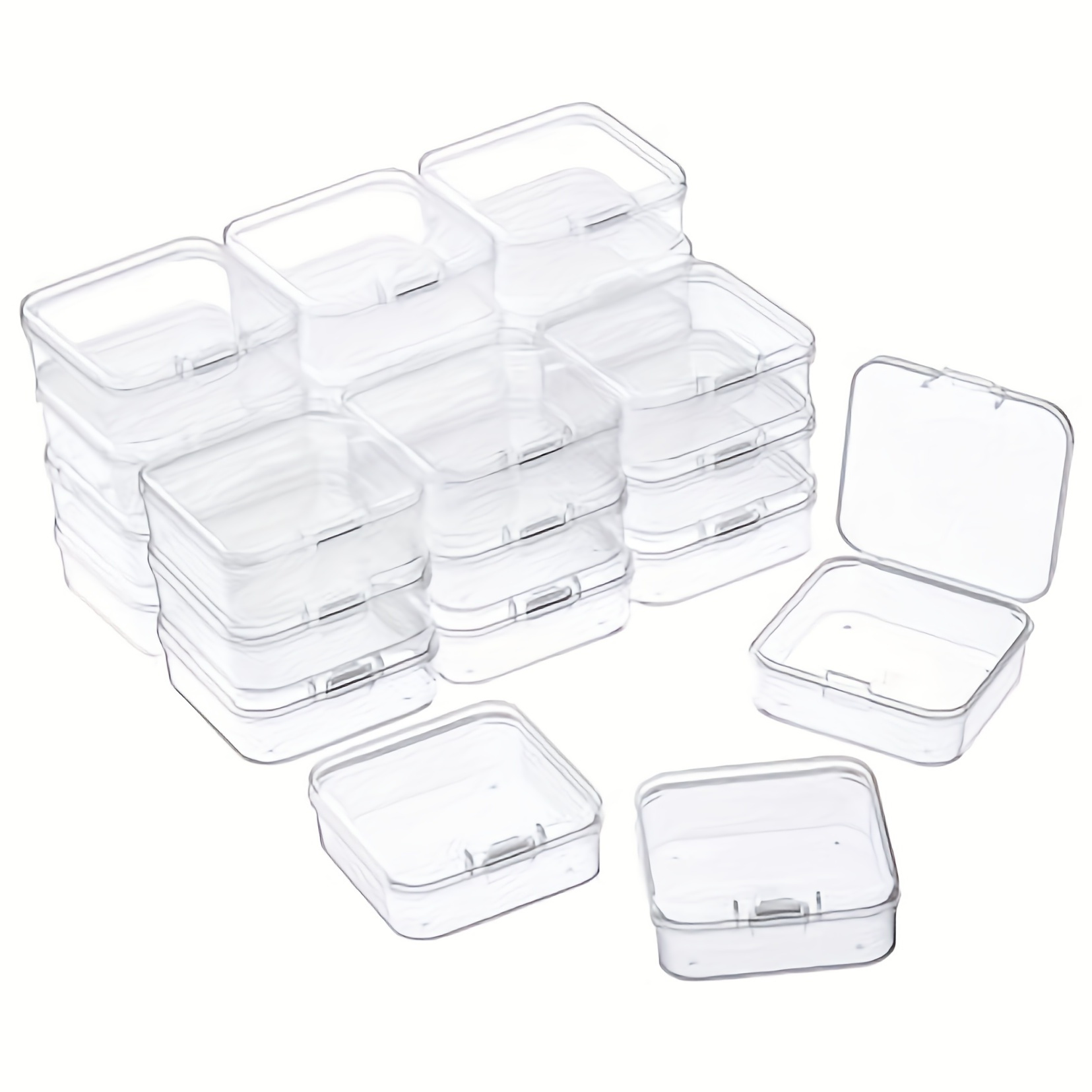 15pcs Small Bead Organizer, Plastic Storage Box, Mini Clear Bead Storage  Container, Clear Box With Hinged Lid And Rectangular Clear Craft Supplies  Box