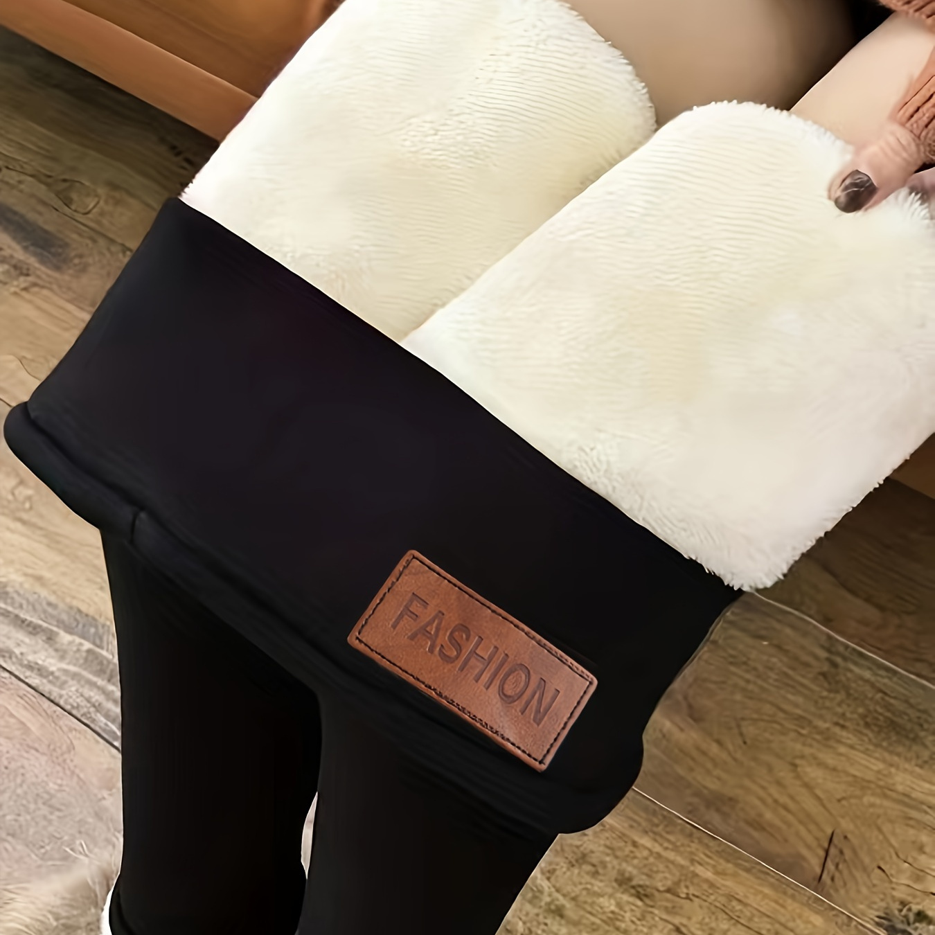 

Women's High-waisted Warm Fleece-lined Leggings, Casual Solid Color, Stretchy Knit Fabric, 95% Polyester 5% Elastane, 150gsm, Comfortable And Jeggings