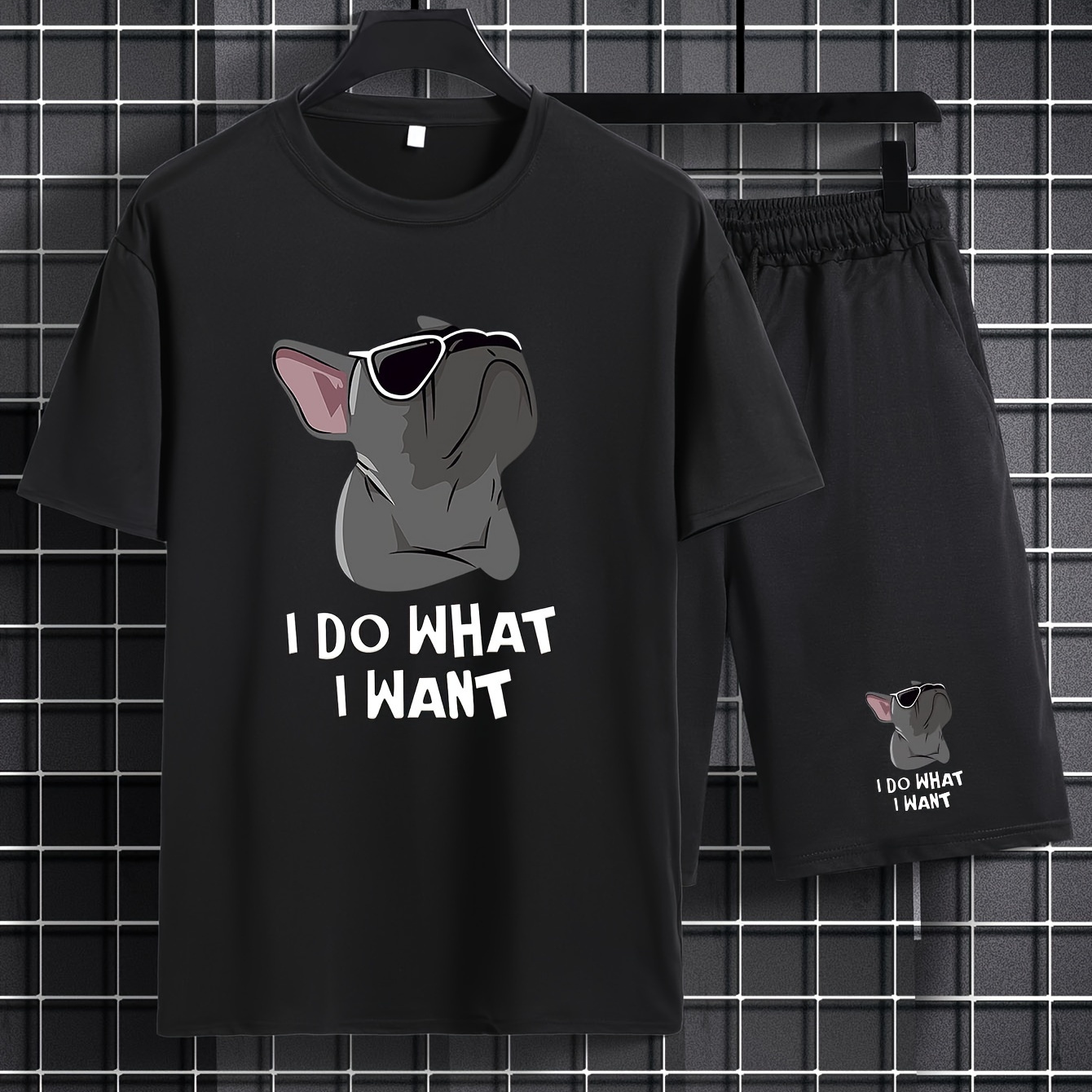 

''i Do What I Want'' Print, Mens 2 Piece Outfits, Comfy Short Sleeve T-shirt And Casual Drawstring Shorts Set For Summer, Men's Clothing