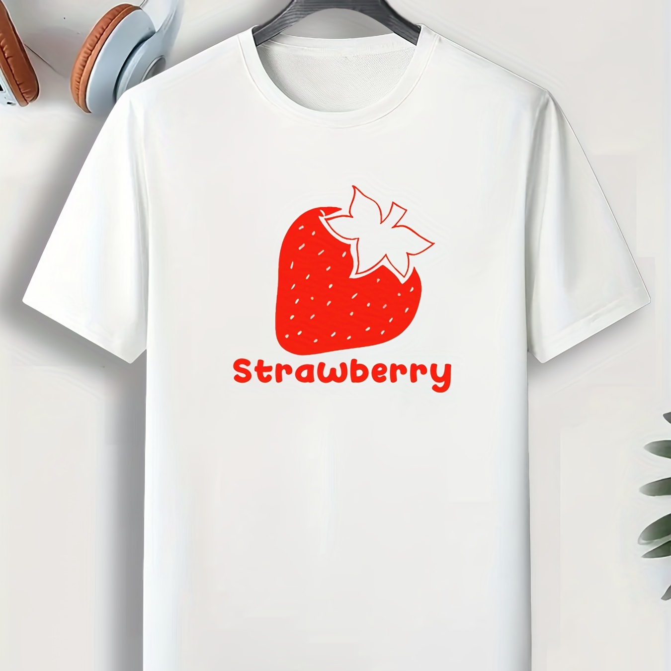 

Strawberry Pattern Men's T-shirt For Summer Outdoor, Casual Daily Male Clothing