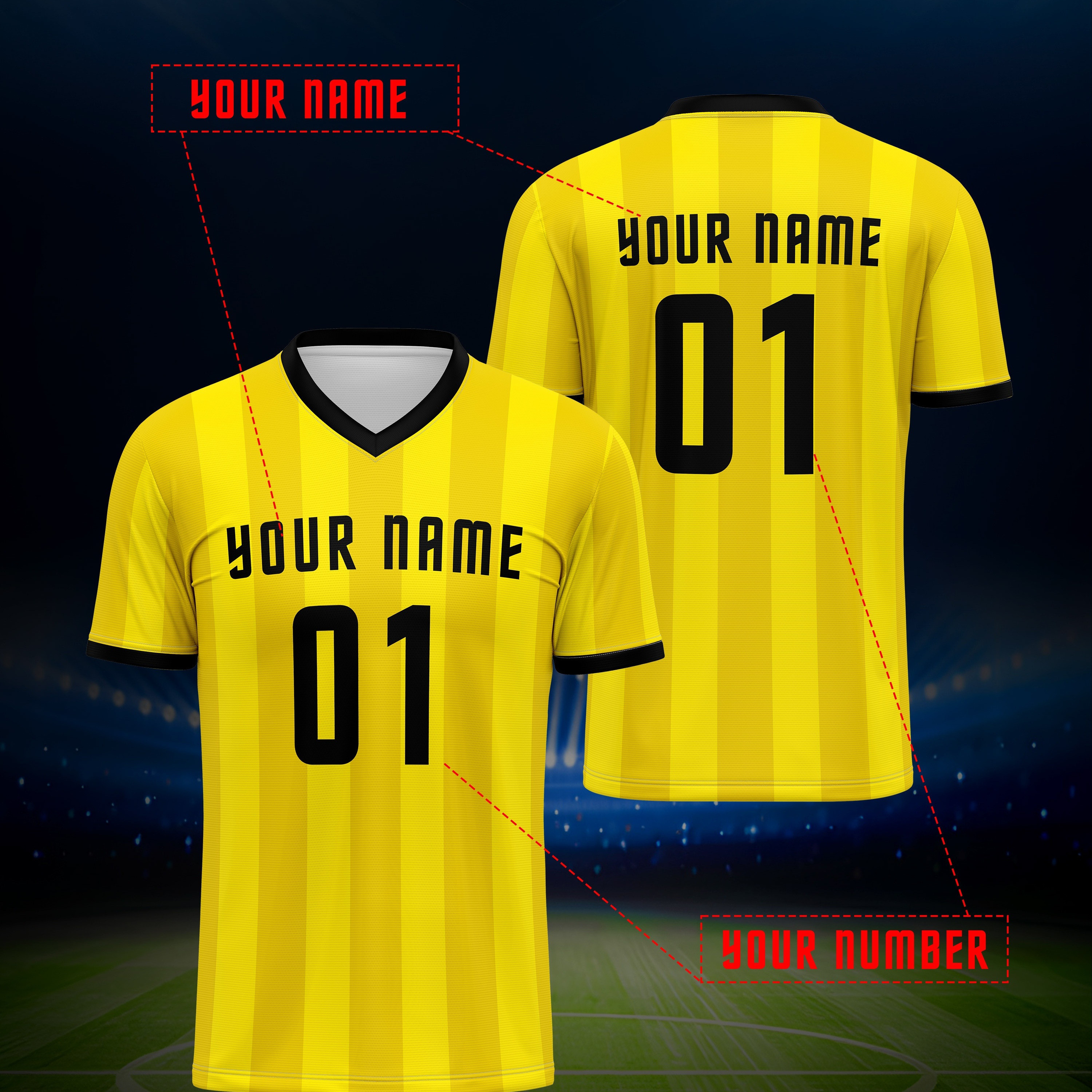 

Customizable V-neck Soccer Jersey - Breathable, With Personalized Name & Number For Parties, Summer Events & Sports