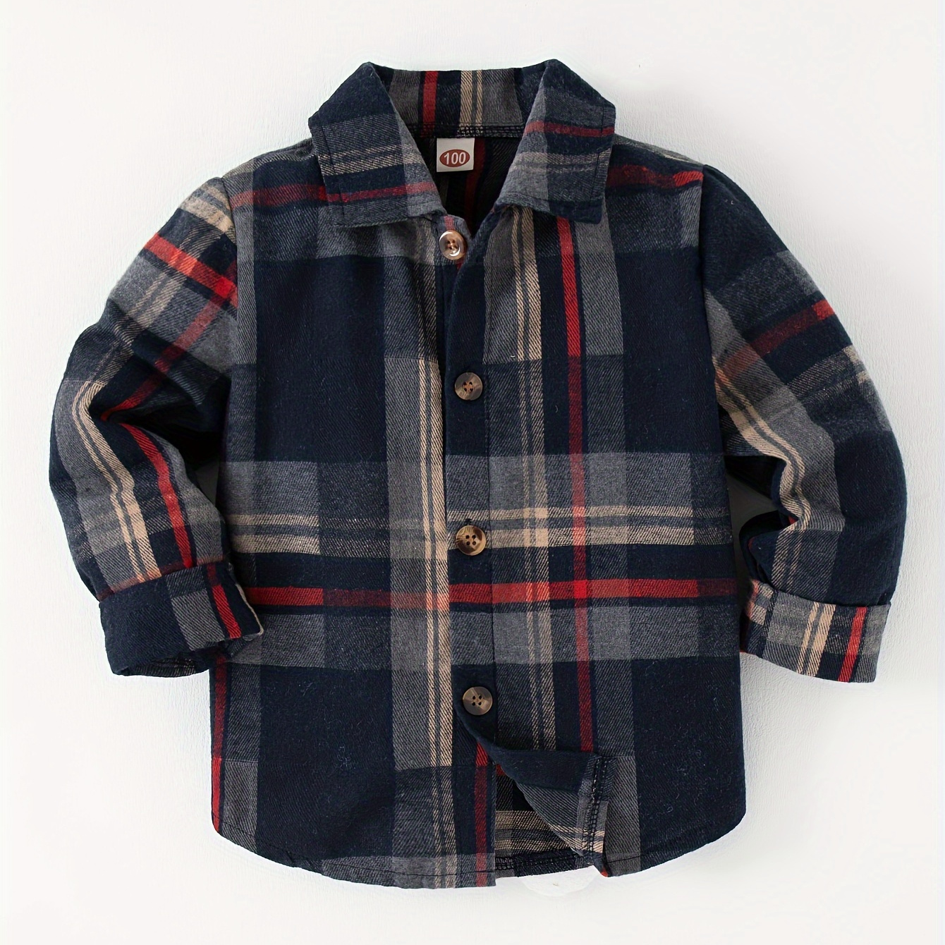 

Boys' Casual Button-down Plaid Shirt With Lapel Collar | 100% Polyester Long Sleeve Non-stretch Woven Shirt For Kids | Regular Fit Button Front Spring/fall Top With Conventional Contour