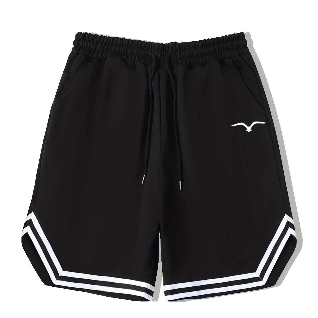 

Creative Seagull Pattern Casual Various Colors Slightly Stretch Drawstring Shorts, Men's Shorts For Summer