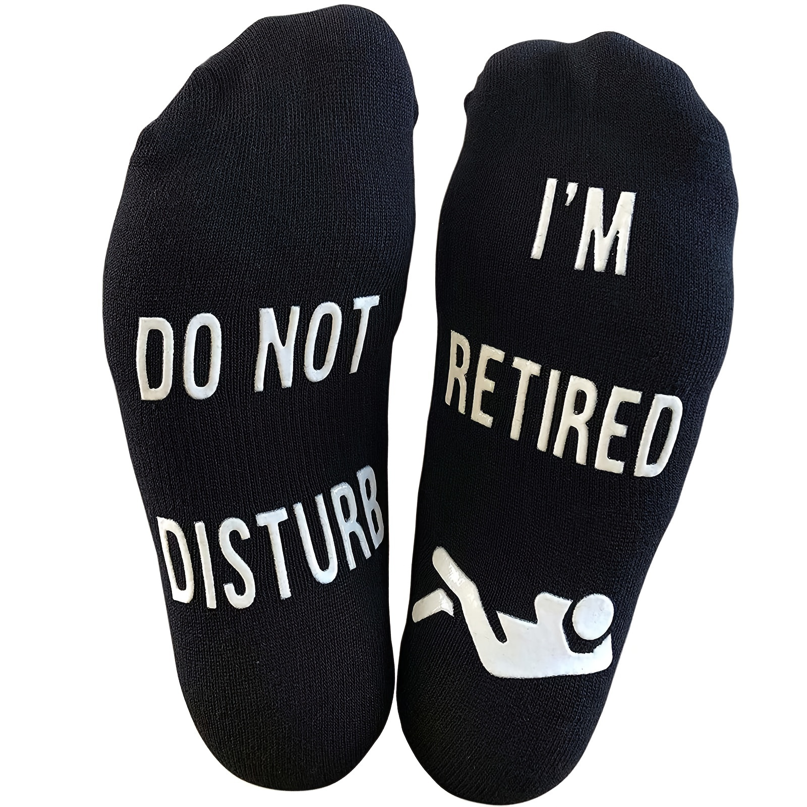 

Men's Cotton Breathable Novelty Funny "do Not Disturb" Retire Theme Crew Socks