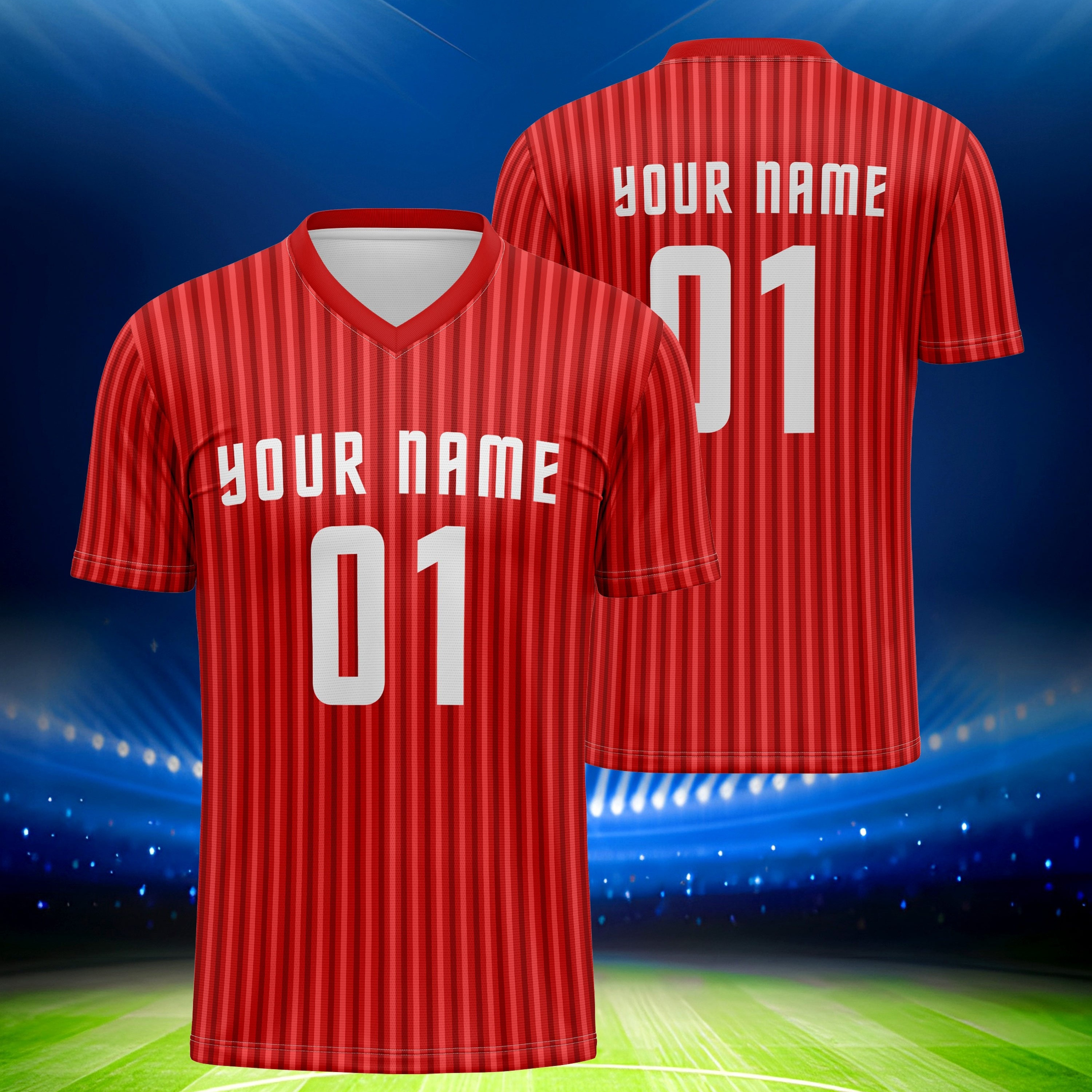 

Customized Name And Number, Men's Athletic Soccer Shirt, Short Sleeve Sports Tee, Breathable Casual Sportswear Top