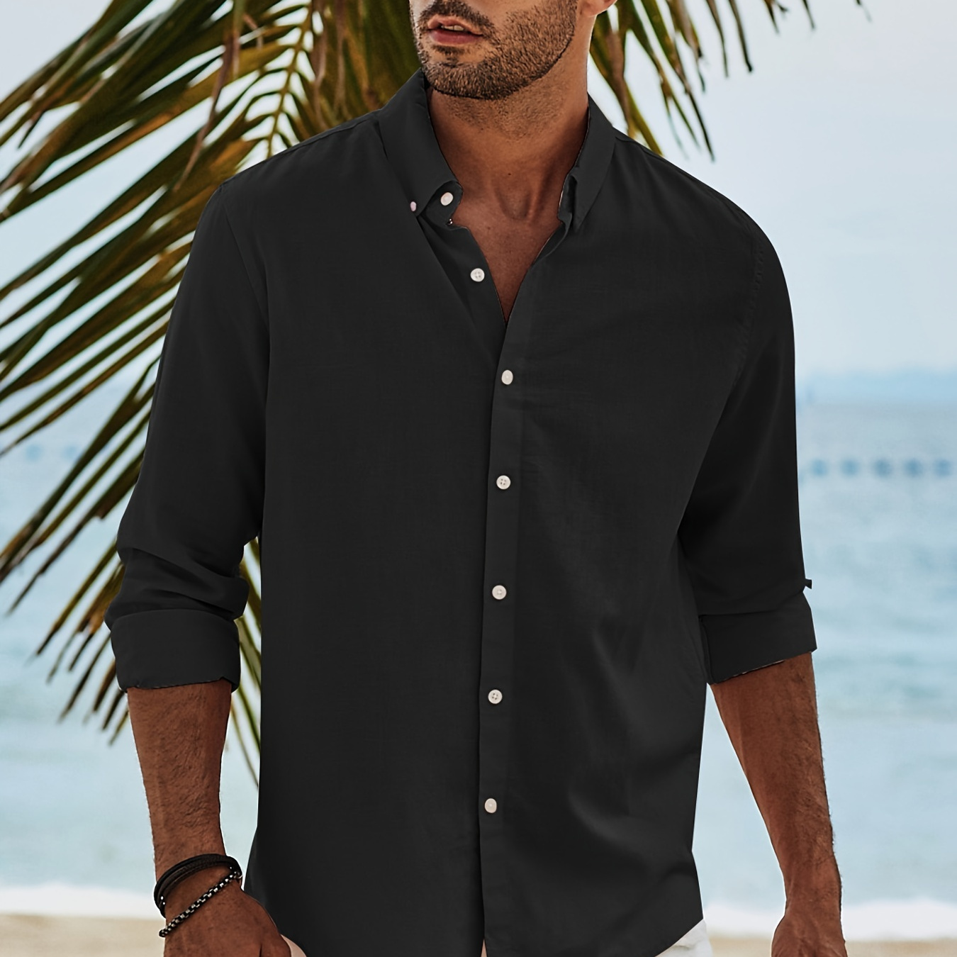 Men's Cotton Button Down Slim Fit Long Sleeve Casual Shirt