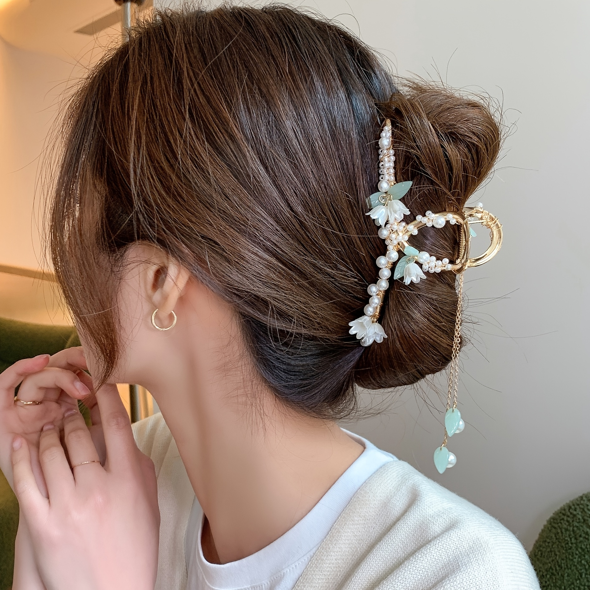 Fashion Women Elegant Pearl Alloy Hair Clips Heart shaped rabbit shape  Handmade Pearl Flowers Hairpins Girls Hair Accessories