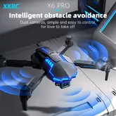 xkrc x6 foldable drone dual camera with batteries obstacle avoidance smart return and more comes with carrying bag