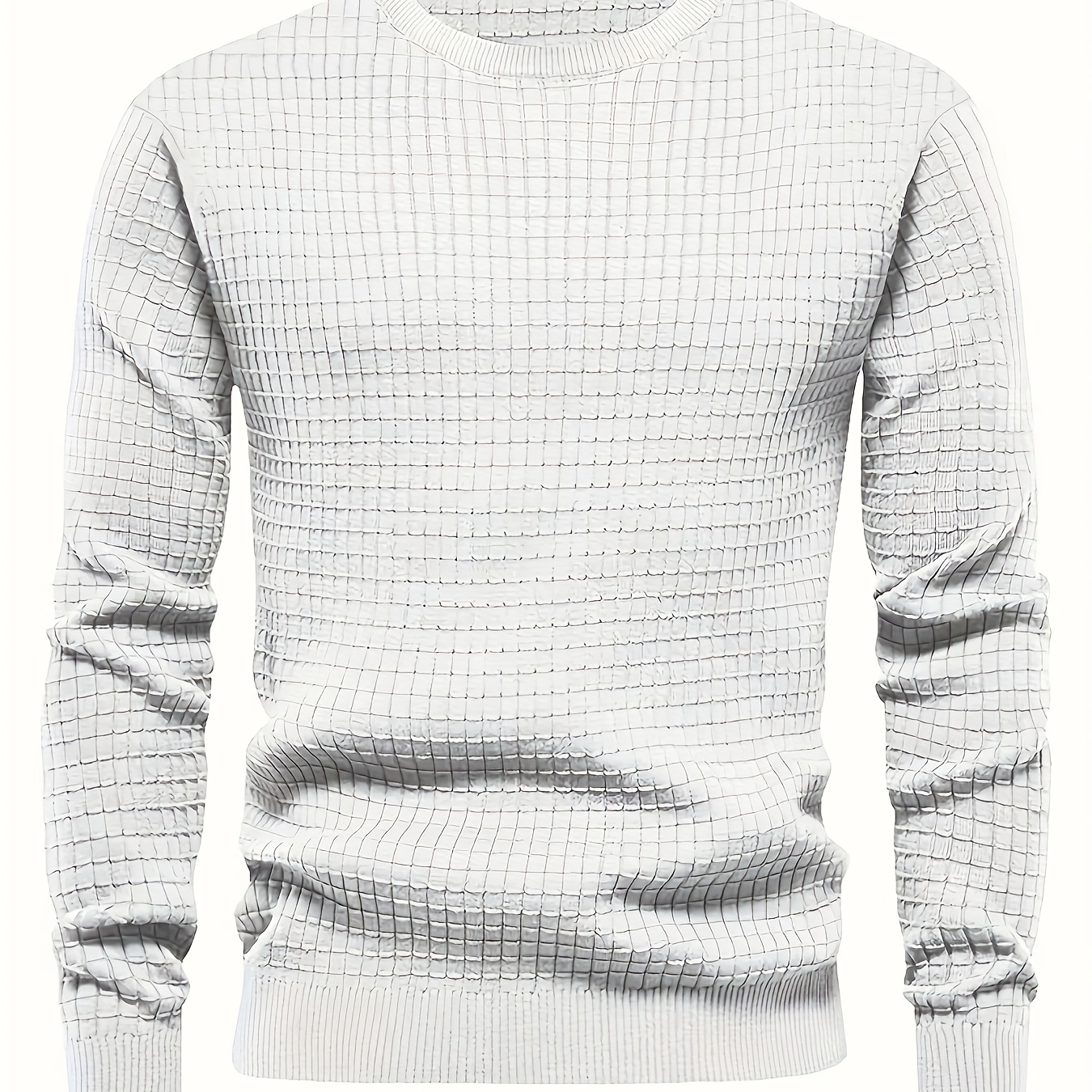 

Men's Casual Fall/ Neck Long Sleeve Sweatshirt - Grid Pattern