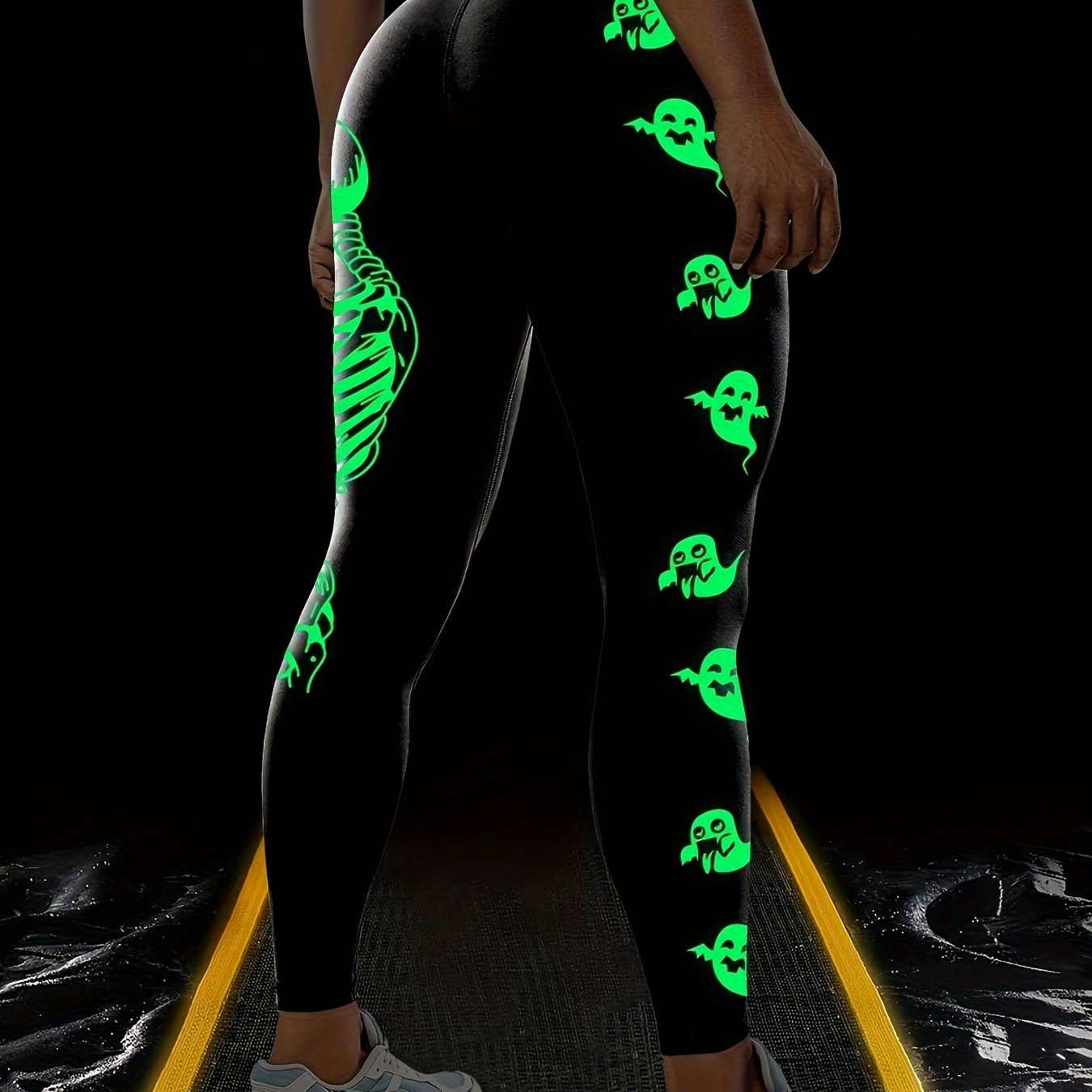 

's Waist -the- Halloween Leggings, Polyamide , , For Workout, & , Knit , Long Length