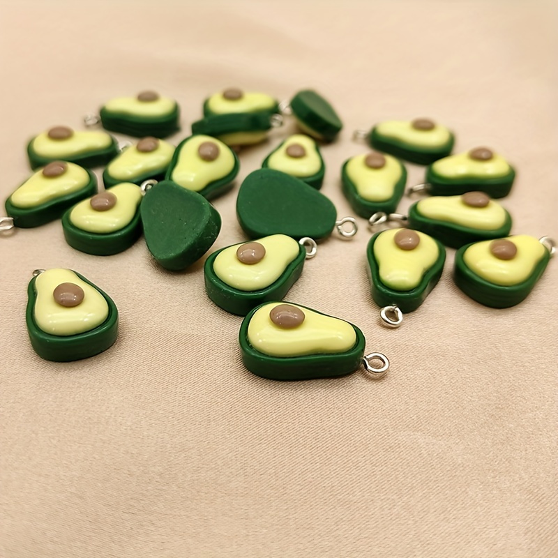 

20pcs/pack Avocado Avocado Resin Diy Jewelry Pendant Accessories For Necklace Earrings Jewelry Making