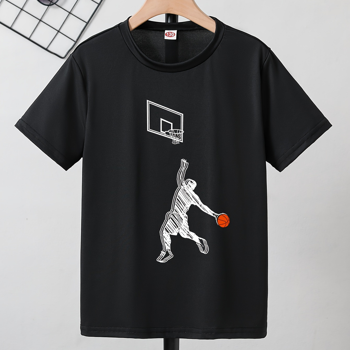 

Cool Basketball Player Print Boys Creative T-shirt, Casual Lightweight Comfy Short Sleeve Tee Tops, Kids Clothes For Summer