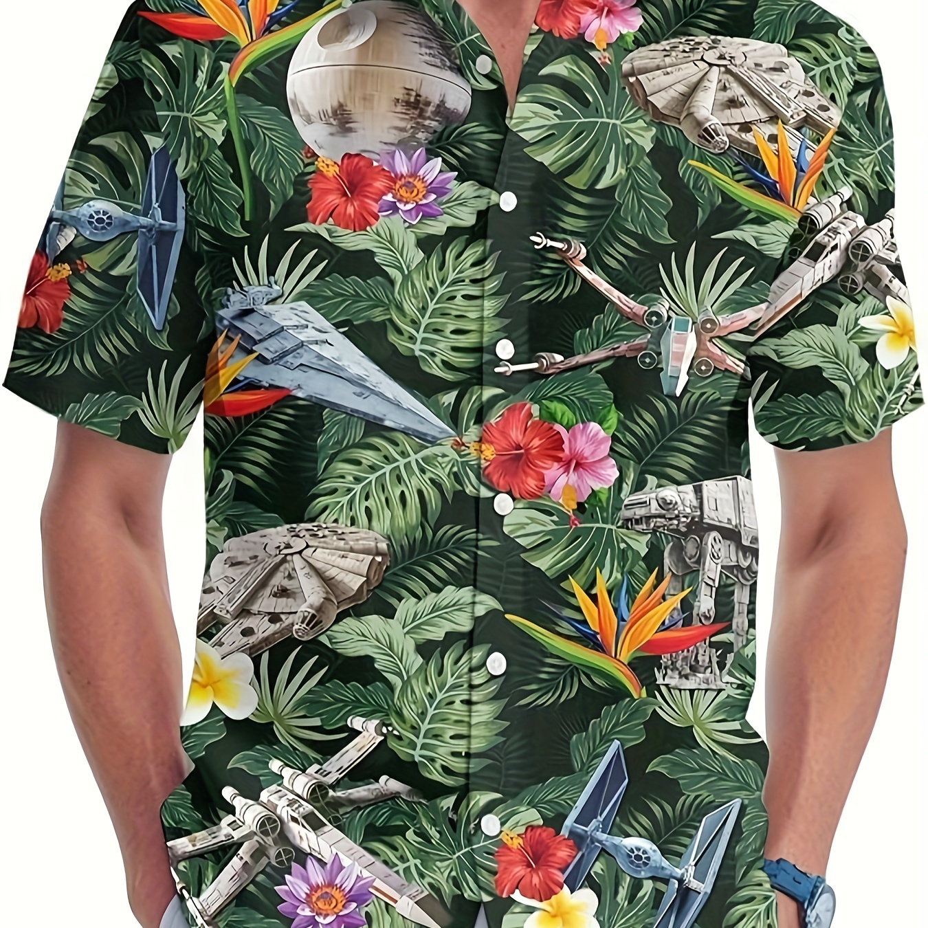 

[popular ] Men's Tropical Hawaiian Shirt - 3d Printed, Short Sleeve, Button-up Collar | Casual Summer Beachwear