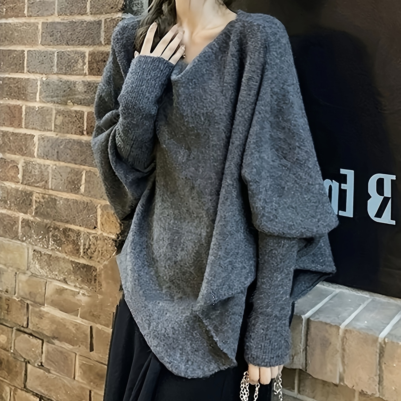 

Trendy And Loose Knit Sweater For Women With An Off-shoulder Design, Autumn And Winter 2024.