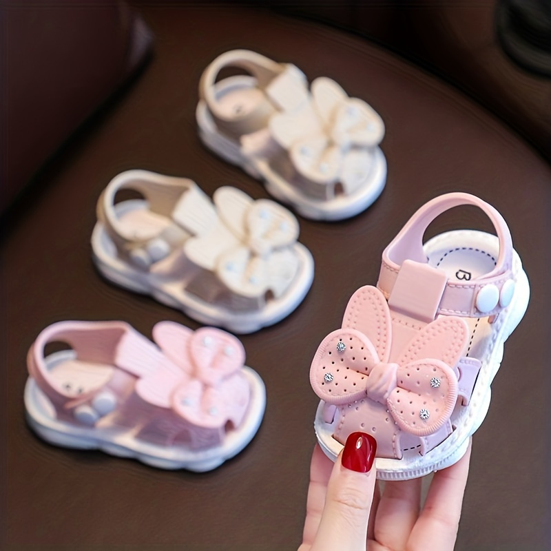 Baby Girls Trendy Bow Bunny Rabbit Easter Sandals With Assorted Colors, Kids Casual Summer Outdoor Walking Shoes
