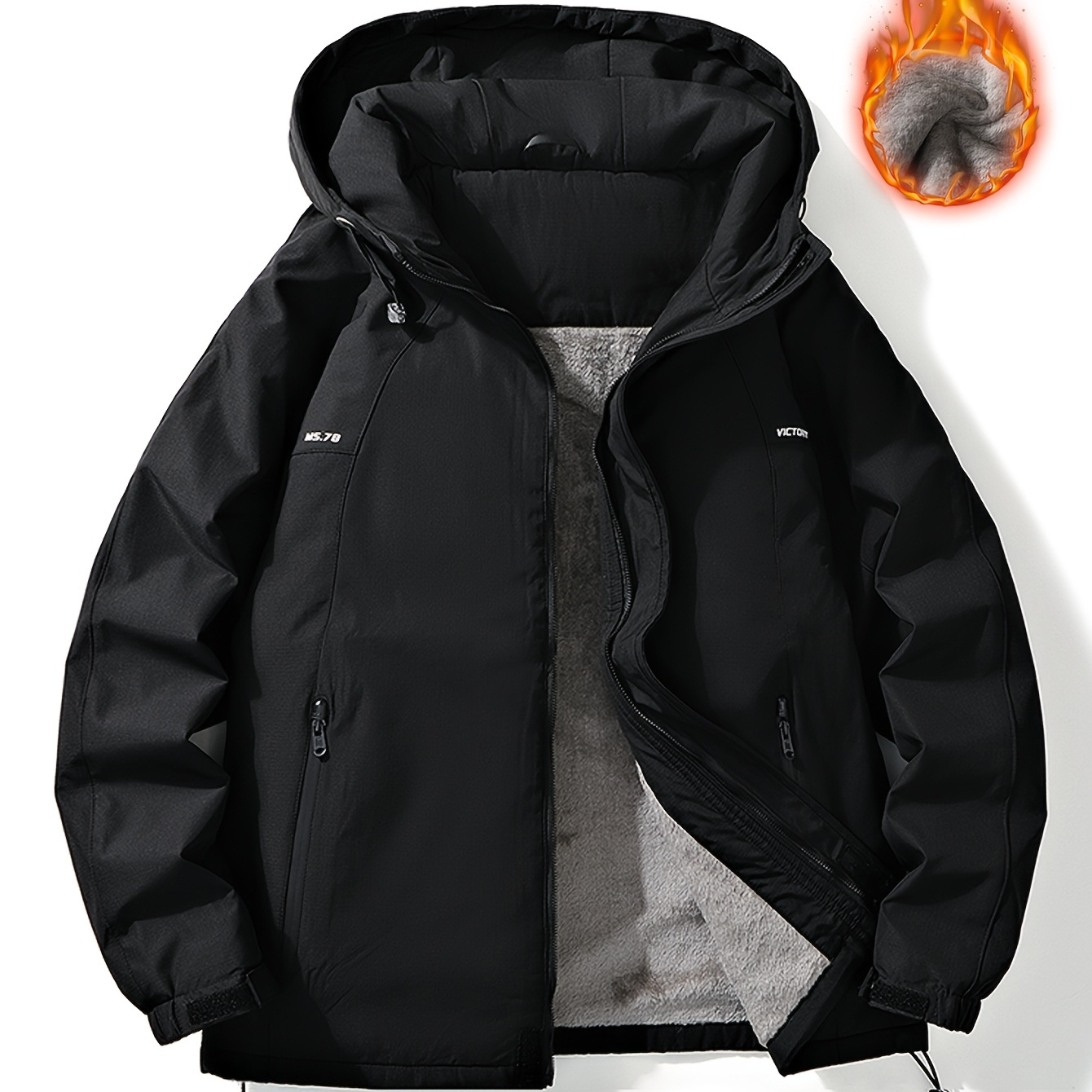 

Men's Waterproof Hooded Parka - Thickened Insulation, Casual Ski Jacket With Zipper Pockets