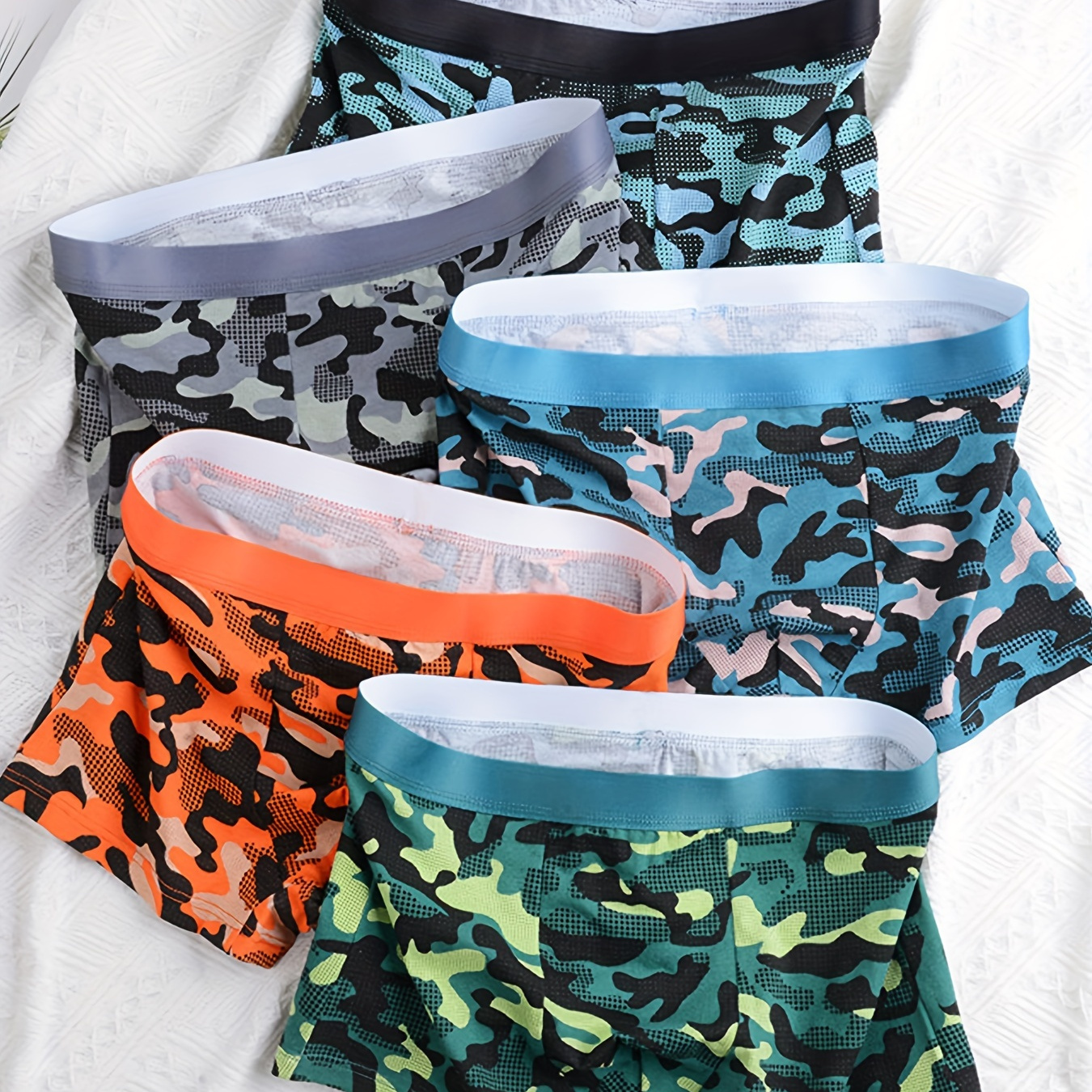 

3pcs Men's Cotton Camouflage Print Boxer Briefs, Breathable Comfy Boxer Trunks, Elastic Sports Shorts, Men's Casual Underwear For Daily Wear