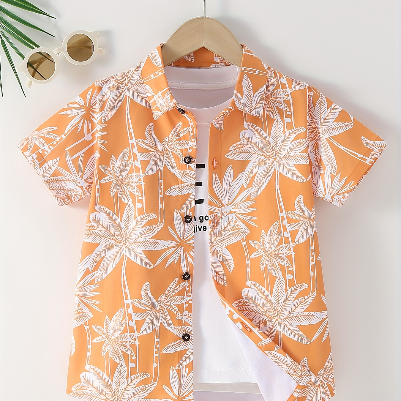 

Funny Shirts For Boys Trendy Shirts Coconut Tree Pattern Print Short Sleeve Tee Shirts Hawaiian Beach Casual T-shirts