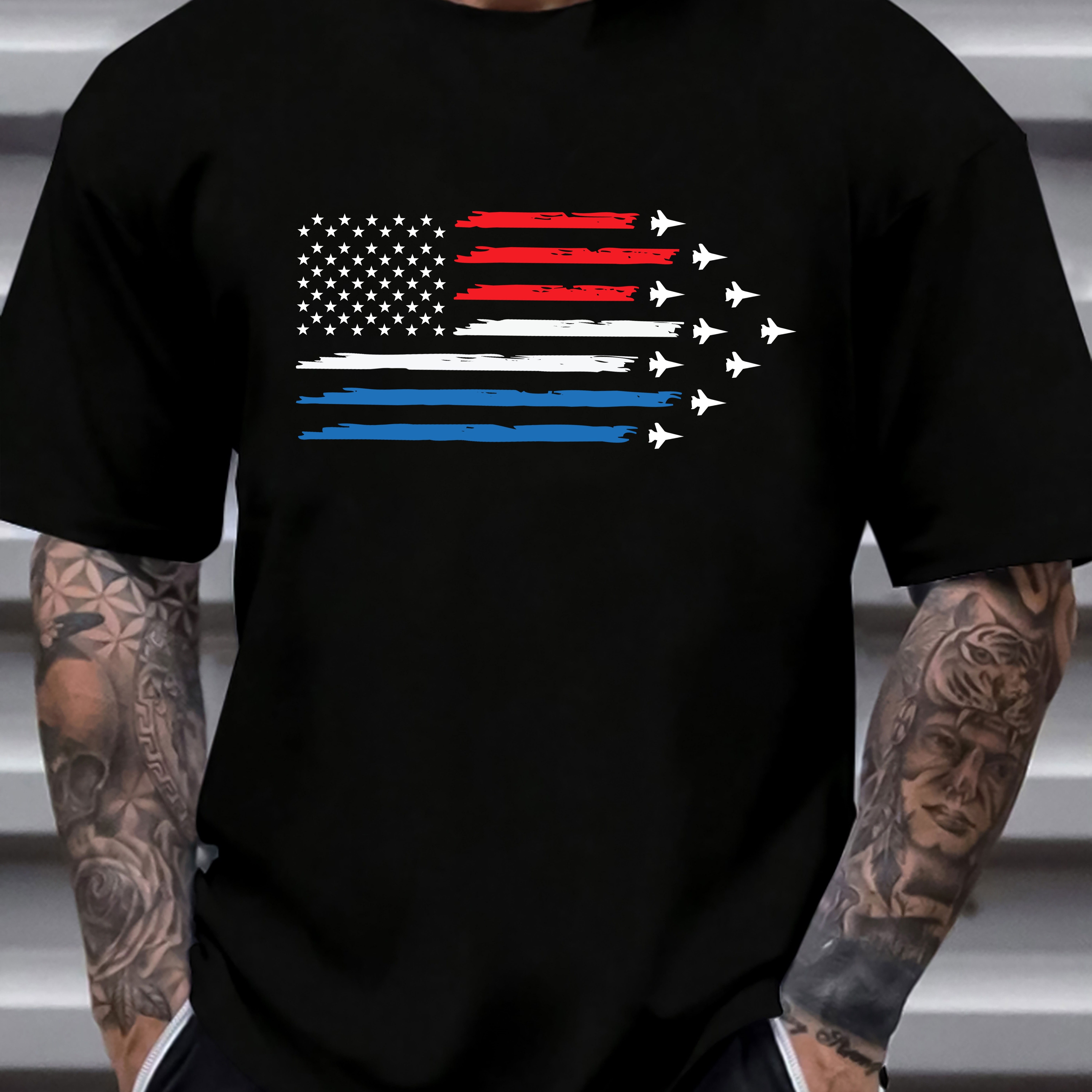 

Flag Print Crew Neck Short Sleeve T-shirt