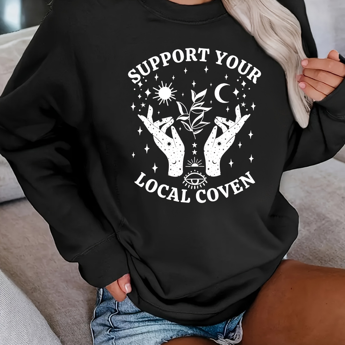 

Spooky Election Print Women's Casual Long Sleeve Hoodie - Fall/