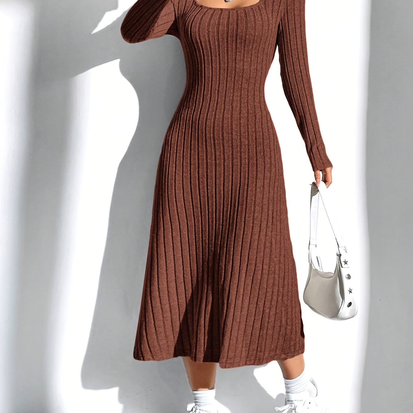 

Women' Color Ribbed Knit Sweater Dress