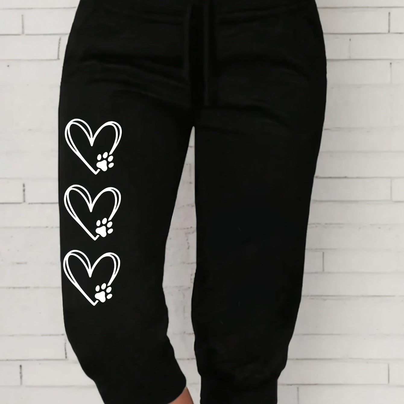 

Plus Size Dog Paw Print Capri Leggings, Casual High-waisted Stretchy Pants, Suitable For Spring And Summer, Plus Size Women's Clothing.