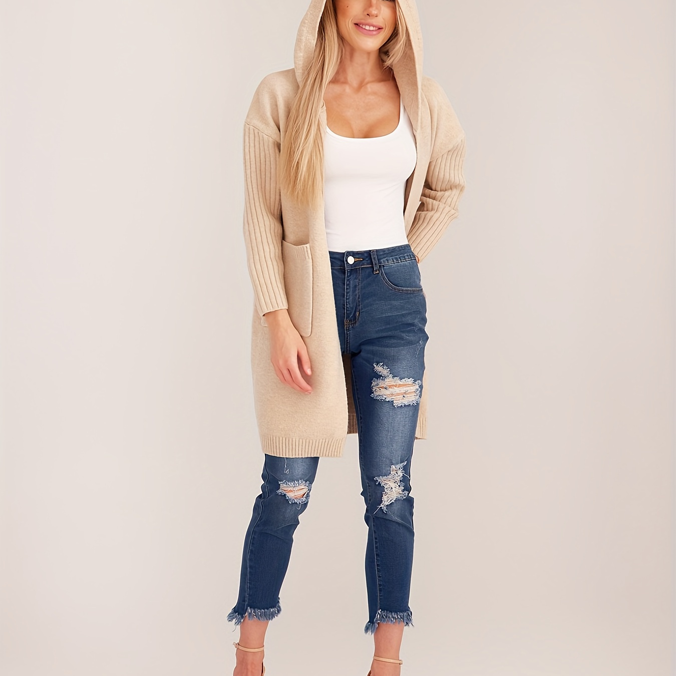 

Front Long Sleeve Hooded Duster Cardigan