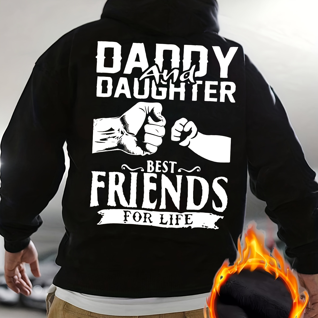 

Daddy Friend Print Men's Pullover Round Neck Hoodies With Kangaroo Pocket Long Sleeve Hooded Sweatshirt Loose Casual Top For Autumn Winter Men's Clothing As Gifts