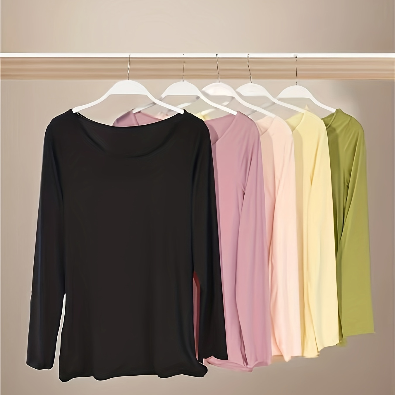 

Goso Women's 5-pack Long Sleeve Tops, Knit Polyester , , Solid Color, Ultra-thin Seamless Base Layer Shirts