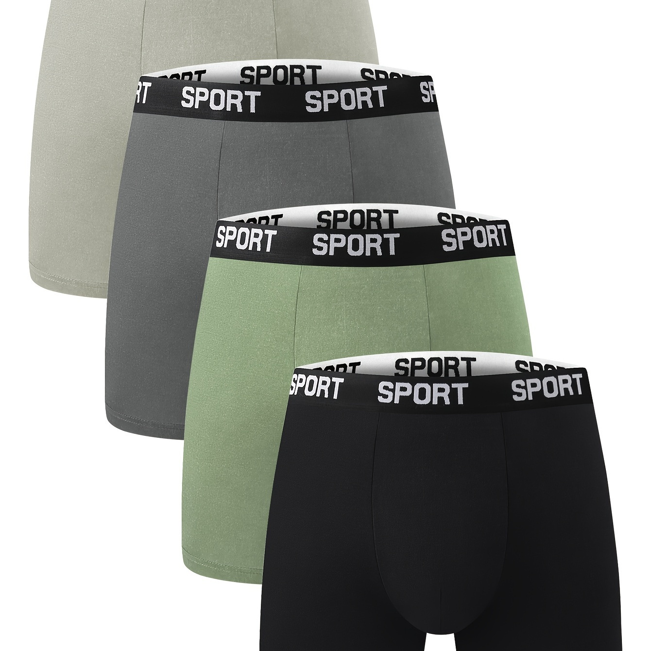 TEMU 4pcs Men's Long And Comfortable Underwear - Breathable, Elastic, Quick Drying, Elastic Waistband, Spring Sports, Sport And Casual Boxer Underwear - Soft, Lightweight, Moisture Absorbing.