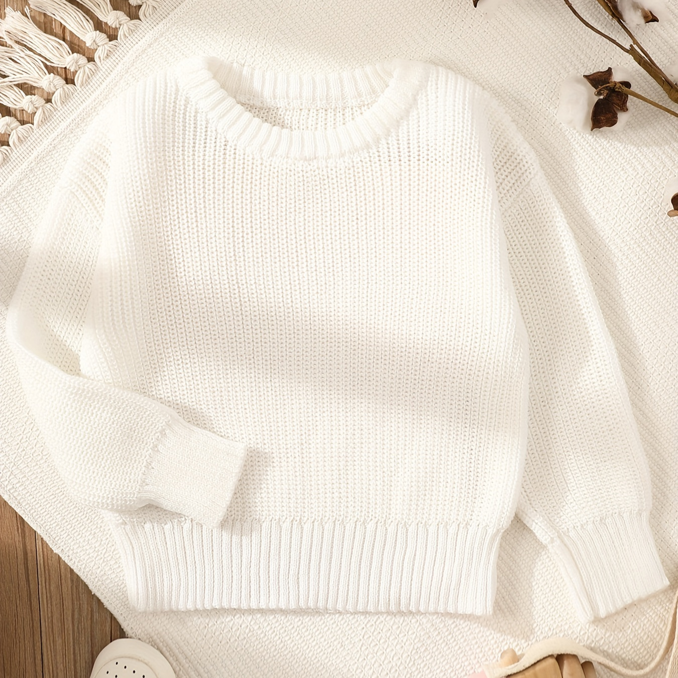 

Patpat Baby Boy/girl Classic Basic Solid Round Neck Long-sleeve Knitted Sweater Pullover For Spring & Autumn/fall