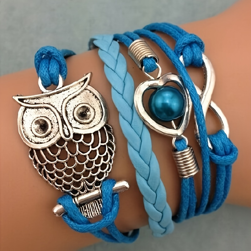 

Owl Braided Bracelet Lovely Infinity Friendship Multilayer Charm Leather Bracelets
