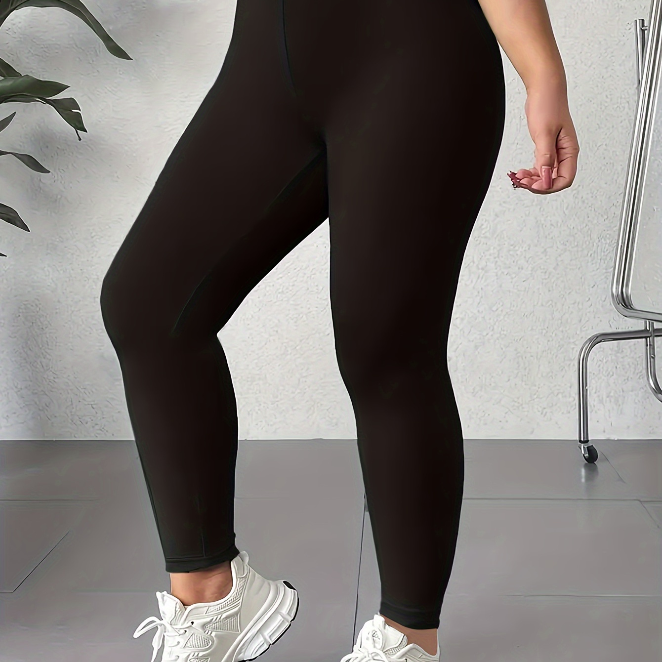 

Women's Plus Size High Waist Leggings, Ultra Soft Tummy Control Workout Running Yoga Pants, Activewear For Spring & Autumn