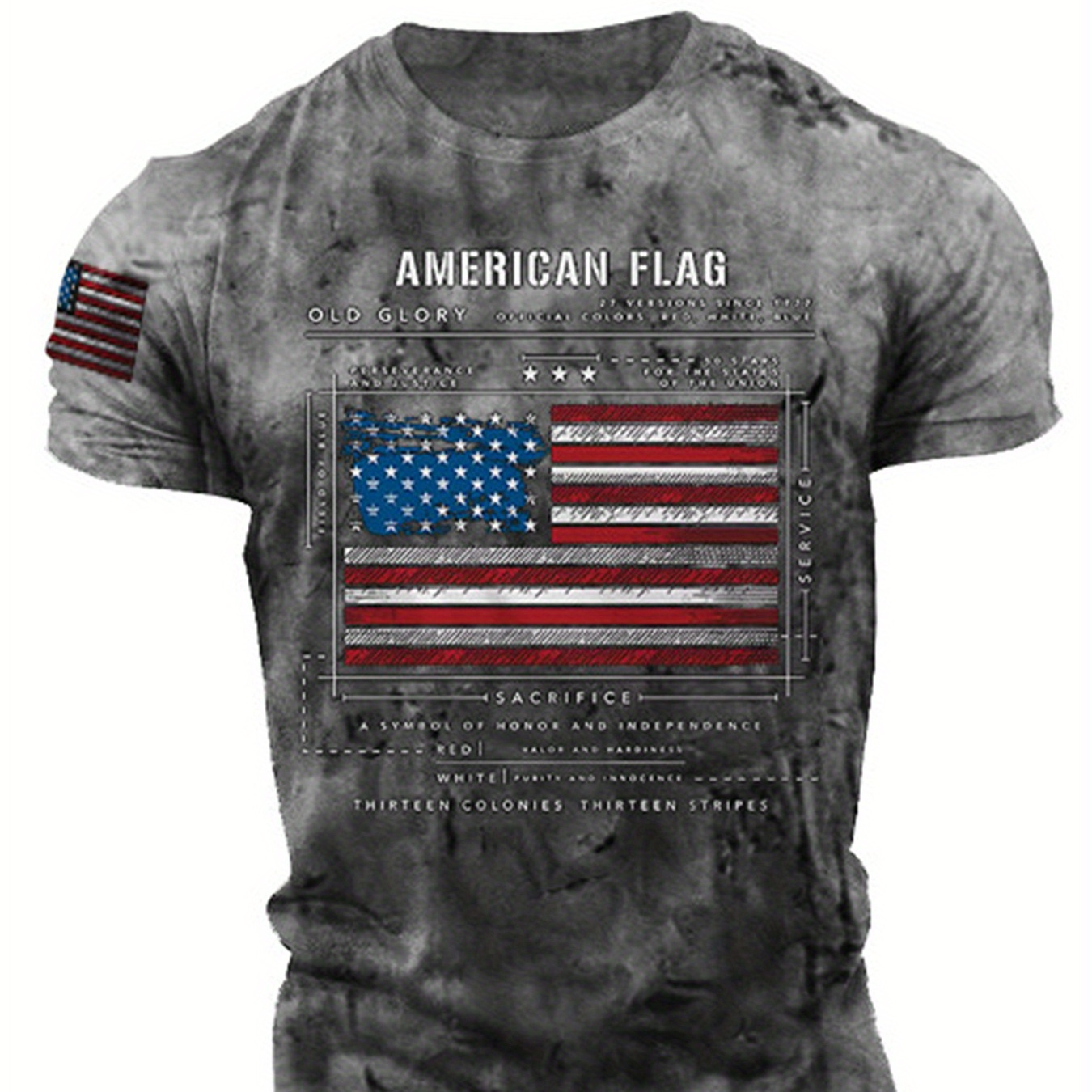 

American Flag Print, Men's Graphic Design Crew Neck Active T-shirt, Casual Comfy Tees Tshirts For Summer, Men's Clothing Tops For Daily Gym Workout Running