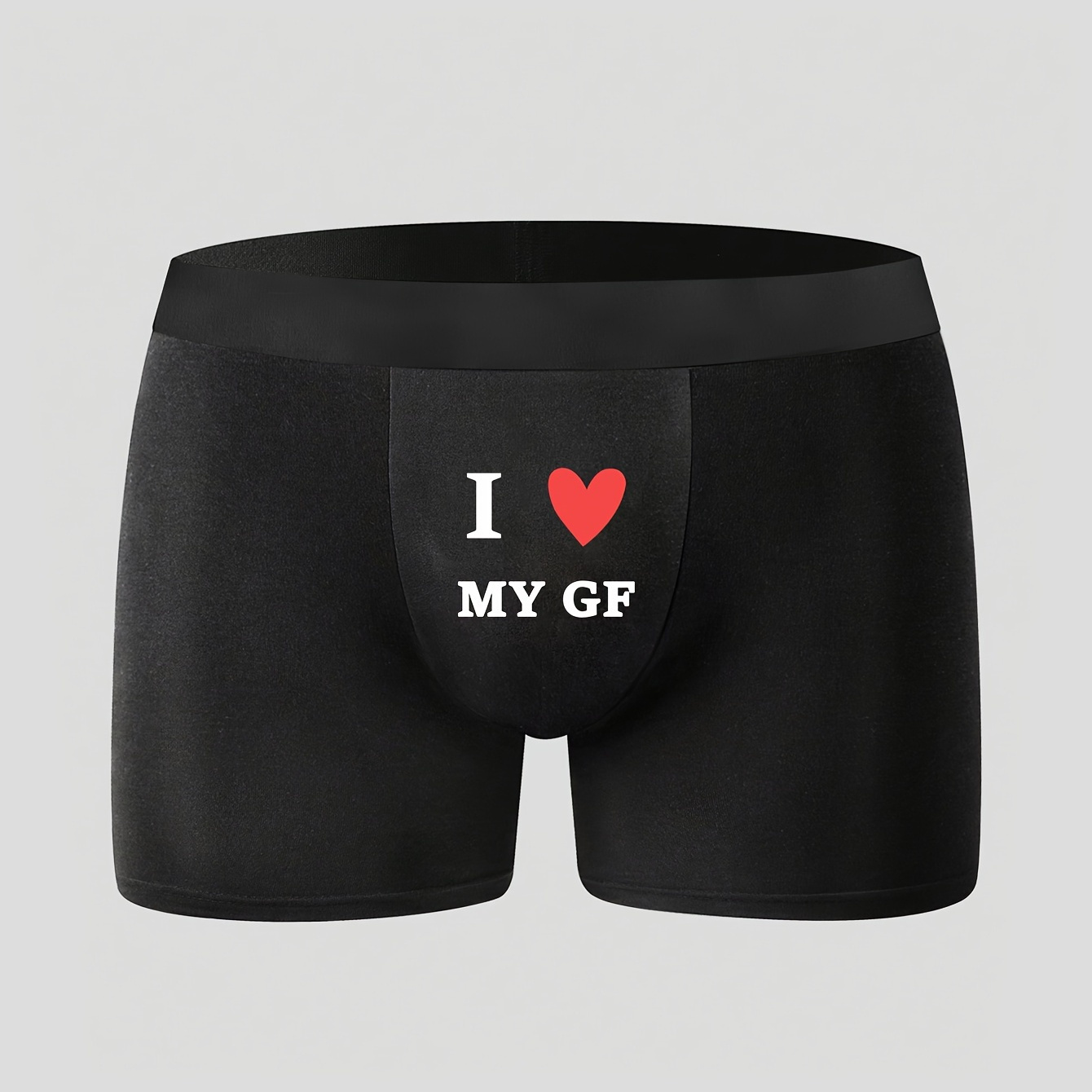 

I Love My Gf Pattern Men's Antibacterial Underwear, Casual Boxer Briefs Shorts, Breathable Comfy Stretchy Boxer Trunks, Sports Shorts