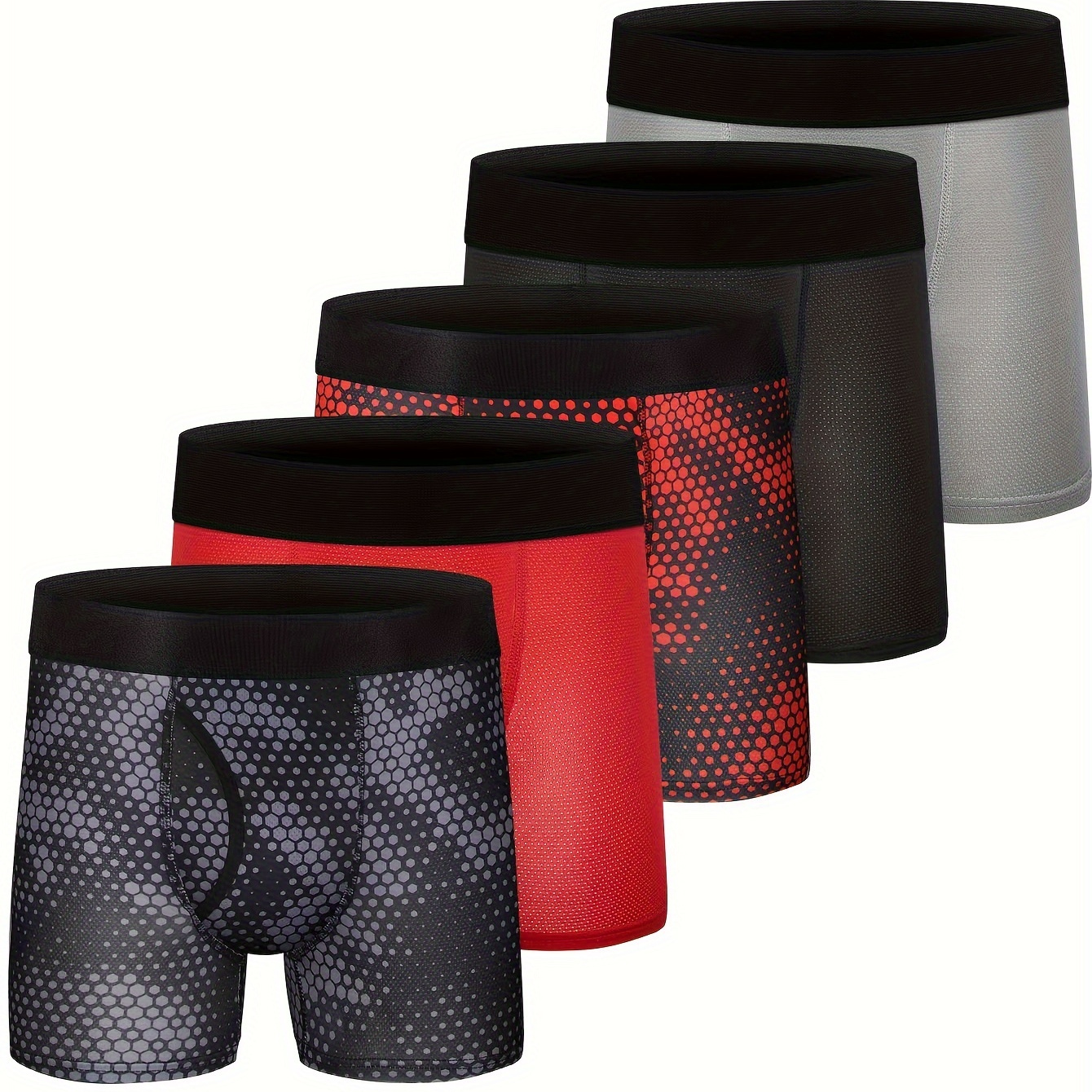 

Boys Boxer Briefs, Cotton Toddler Underwear Breathable Mesh Performance Sport Big Boy Boxer Briefs With Fly 5pack