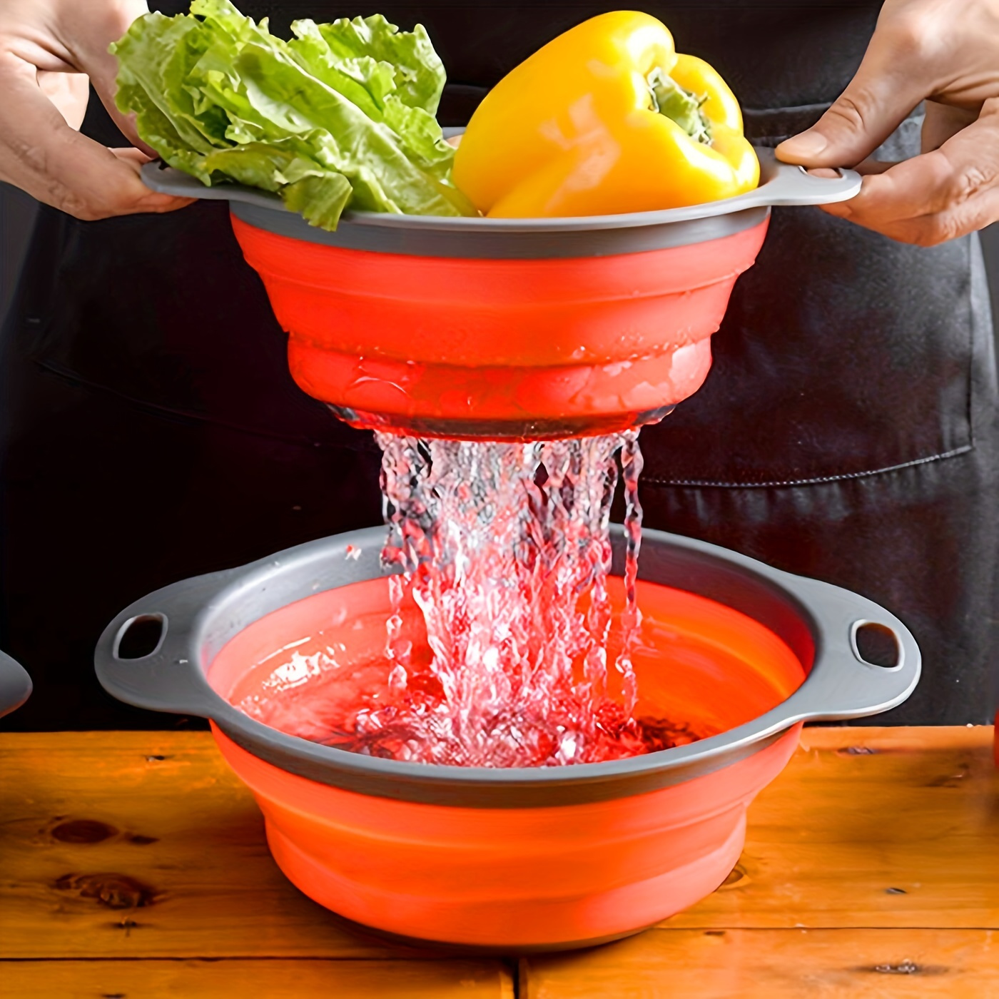 1pc Silicone Drain Baskets Folding Colander Over The Sink Strainer With  Retractable Handle Washing Basket Multifunctional Washing Bowl Gadgets  Accessories - Home & Kitchen - Temu United Kingdom
