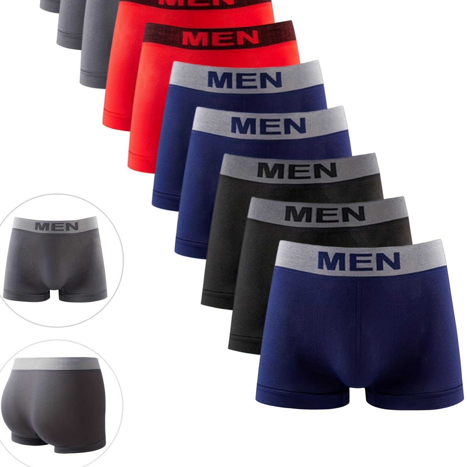 

10pcs Men's Boxer Briefs, Men Letter Waistband Breathable Comfy Boxer Trunks, Elastic Sports Shorts, Men's Casual Underwear Daily Bottom Wear