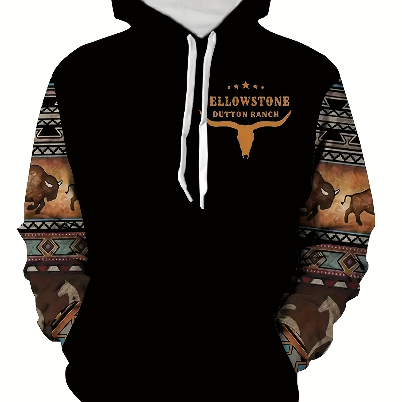 

Creative Pattern Ethnic Pattern Print Hoodie, Cool Hoodies For Men, Men's Casual Color Block Design Hooded Sweatshirt With Kangaroo Pocket Streetwear For Winter Fall, As Gifts