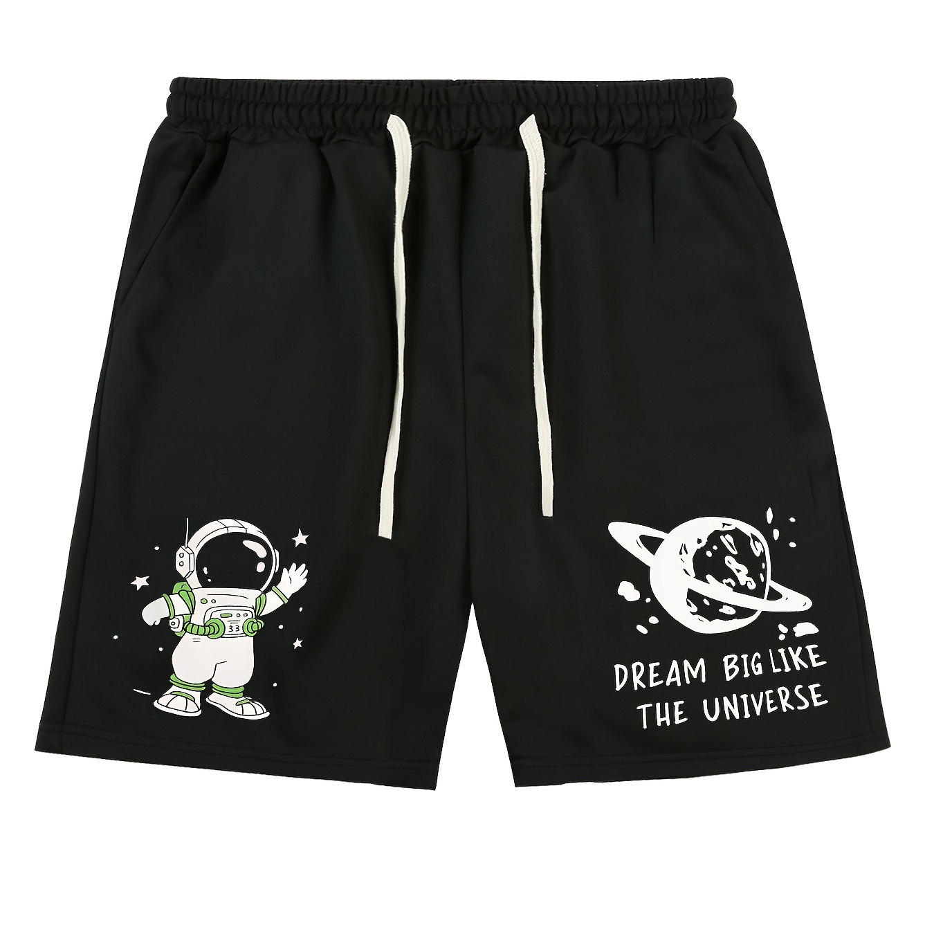 

Men's Casual Trendy Drawstrings Shorts With Astronaut Planet Print For Summer Outdoor Sports