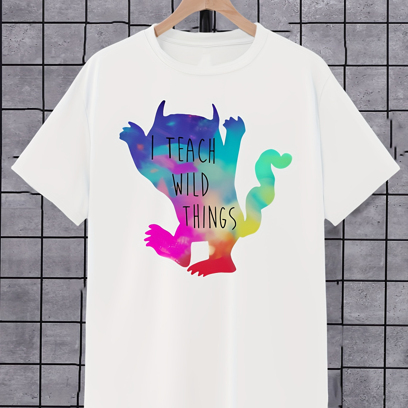 

Plus Size Men's "" Graphic Print T-shirt For Summer, Trendy Casual Short Sleeve Tees
