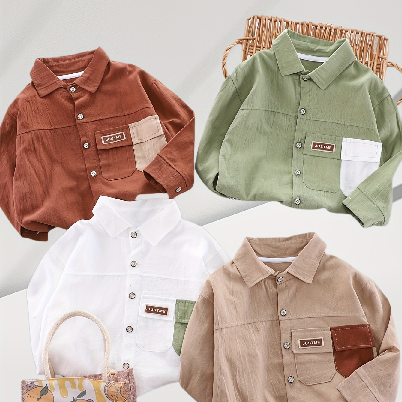 

4 Pieces Autumn Winter 2024 New Children's Clothing Boys Fashion Lapel Shirt Casual Comfortable Long-sleeved Shirt Coat Is For Children