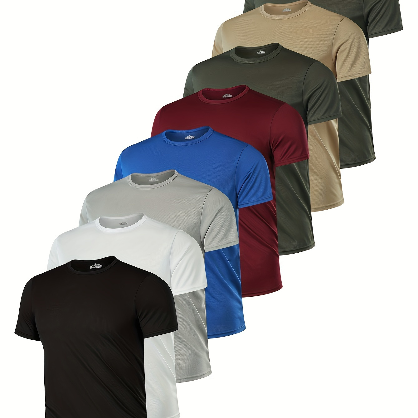 

8pcs Men's Breathable Crew Neck T-shirts - Quick-dry, Moisture-wicking, Lightweight Polyester - Ideal For Gym, Outdoor Activities & Casual Wear - Assorted Colors, Gym Shirts