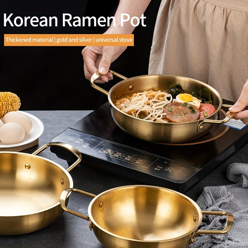 Stainless Steel Korean-style Instant Noodle Pot - Perfect For Seafood And  Small Hot Pots - Double-eared Soup Pot For Easy Cooking And Serving - Temu